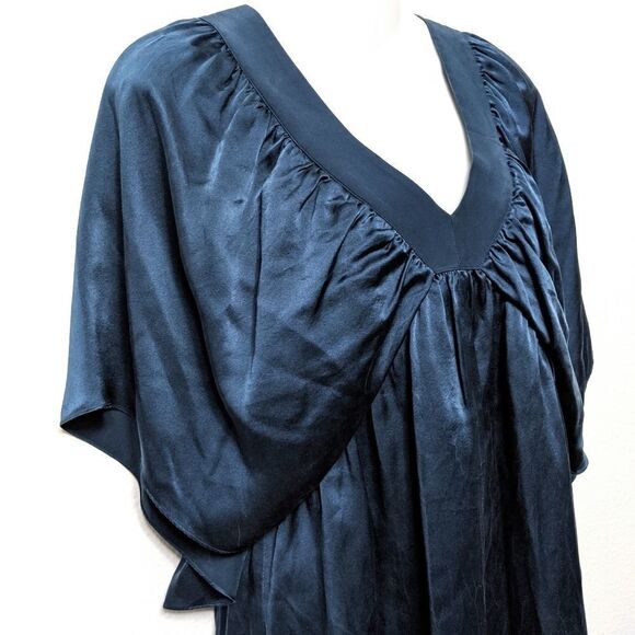 LAILA AZHAR 100% Silk Batwing Ruched Dress 6 - Picture 2 of 8